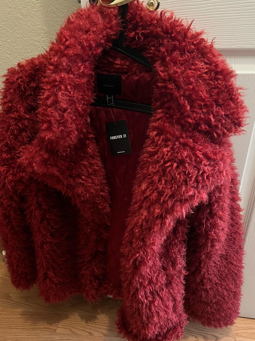 Forever 21 maroon/ red 
 Faux Fur Jacket!